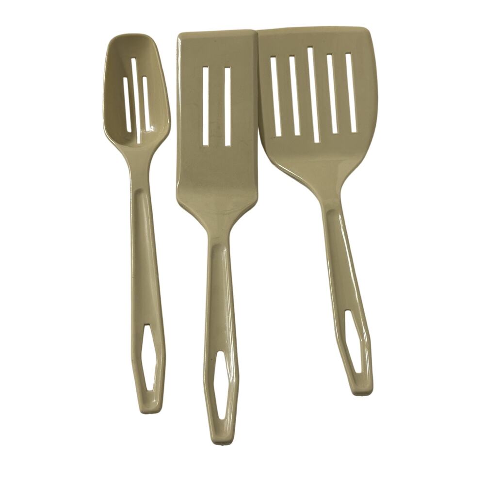 Vintage King Kraft Beige Slotted Spoon Spatula Long Blade Spatula Made In USA